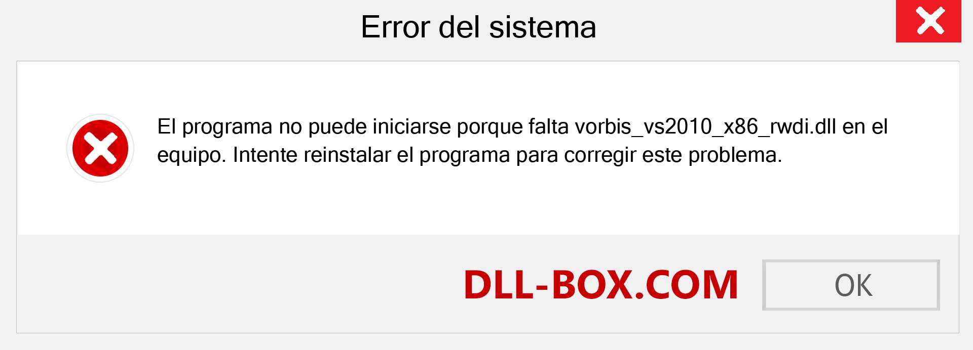 ¿Falta el archivo vorbis_vs2010_x86_rwdi.dll ?. Descargar para Windows 7, 8, 10 - Corregir vorbis_vs2010_x86_rwdi dll Missing Error en Windows, fotos, imágenes